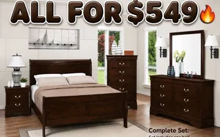 Louis Philippe Panel Bedroom Set with High Headboard for $549