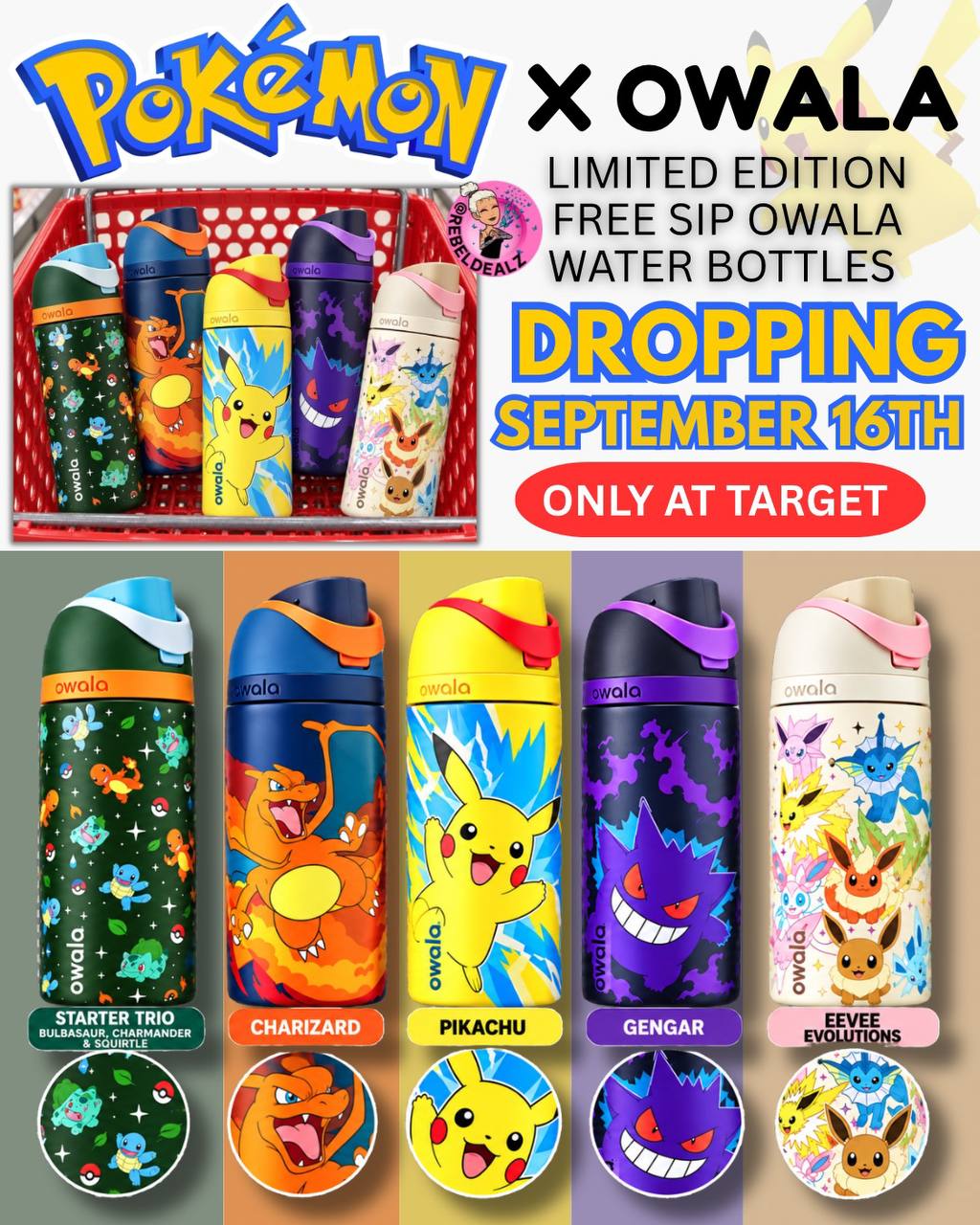 Pokémon x Owala FreeSip Water Bottles Drop at Target September 16