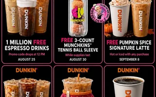 Six Dunkin’ Freebies Coming in August and September