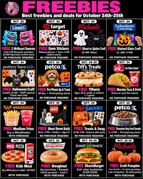 16 Weekend Freebies and Deals for October 24-25