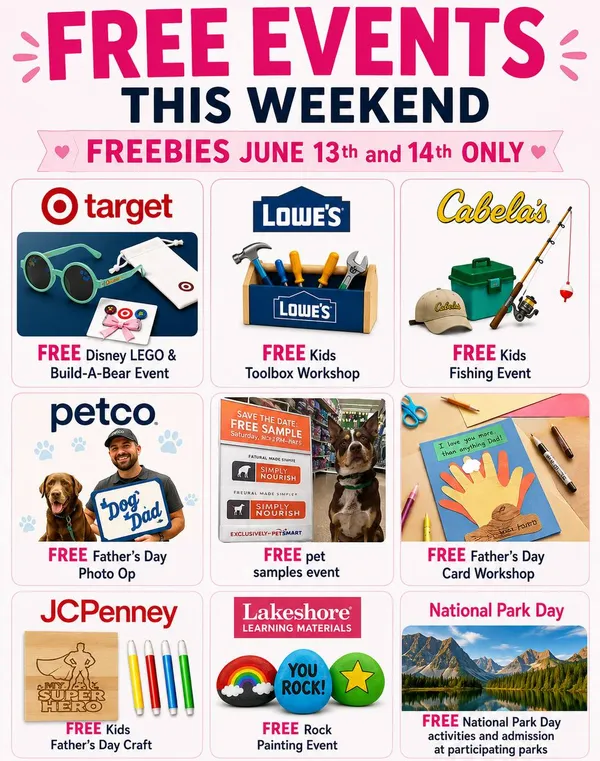 9 FREE Family Events Happening This Weekend (June 13–14, 2026)