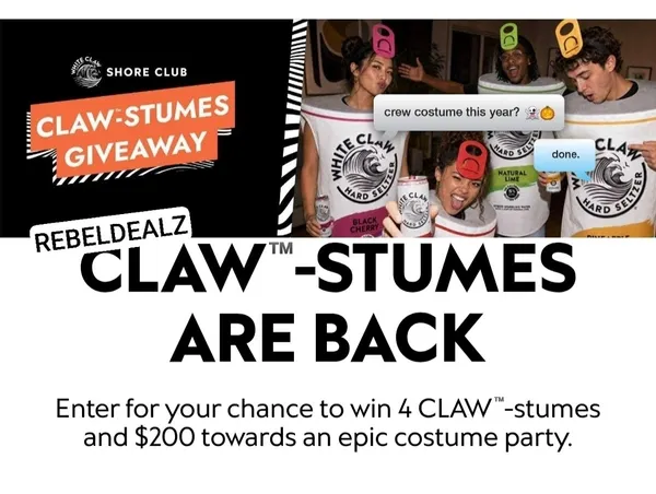 White Claw Giveaway: Win 4 Claw-stumes and $200 for a Costume Party