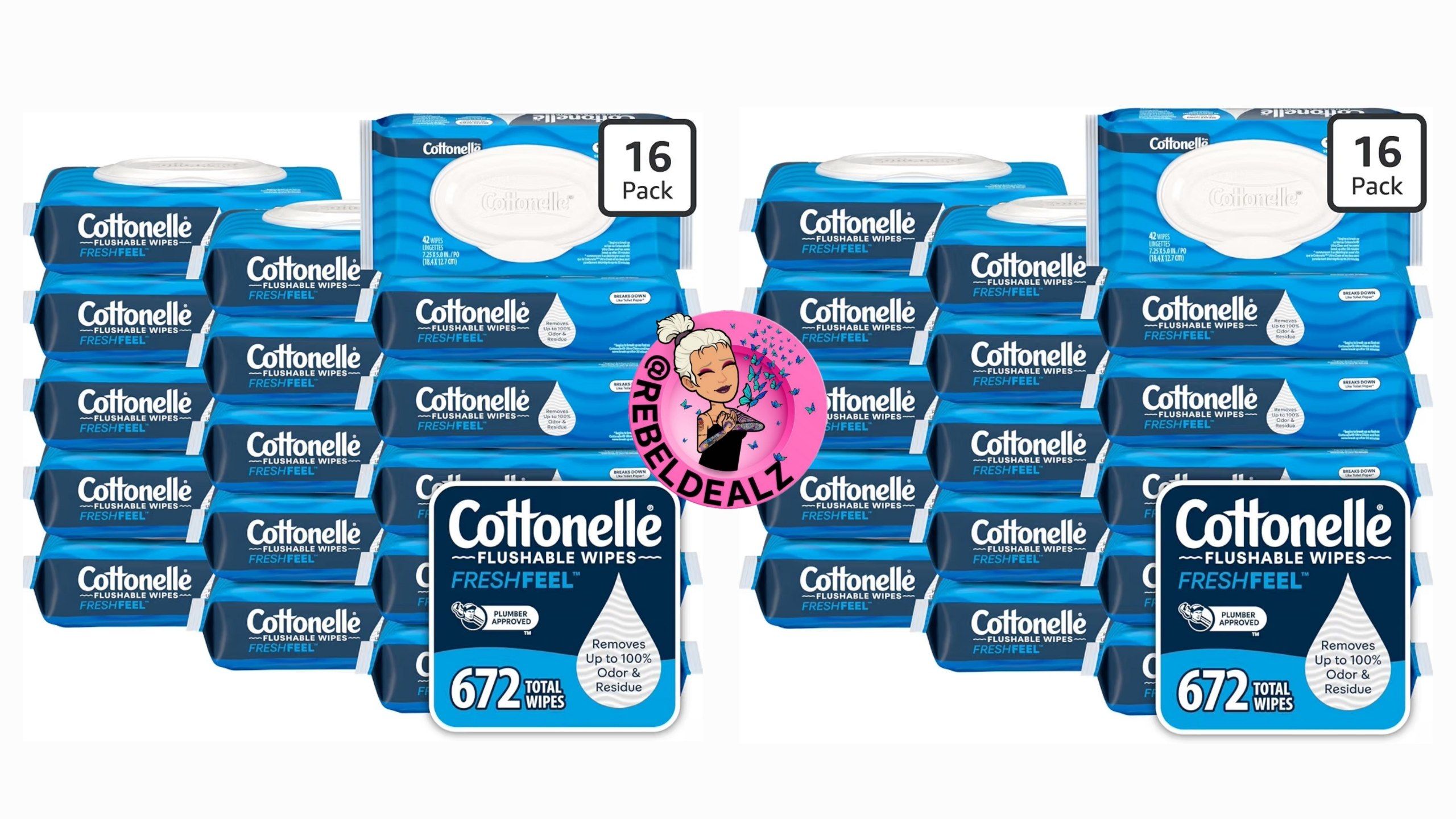 Cottonelle Fresh Feel Flushable Wipes 16-Pack Bundle
