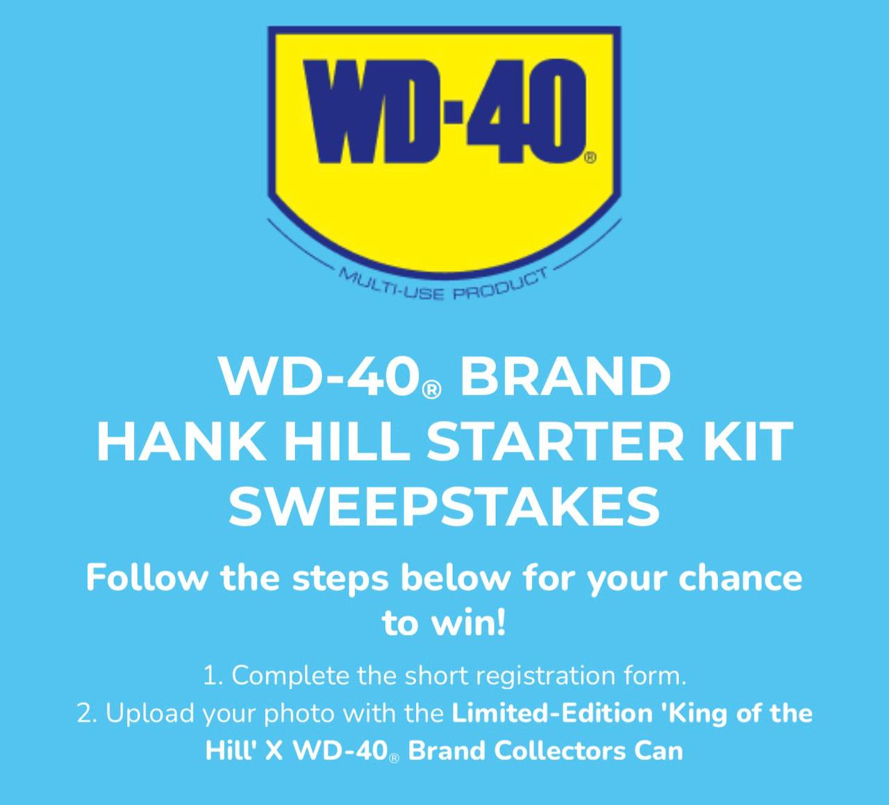 WD-40 Brand Hank Hill Starter Kit Sweepstakes