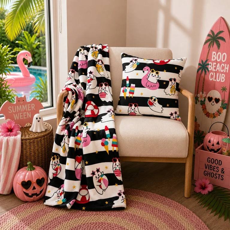Summerween Deals: Soft Plush Throw Blankets and Matching Pillows