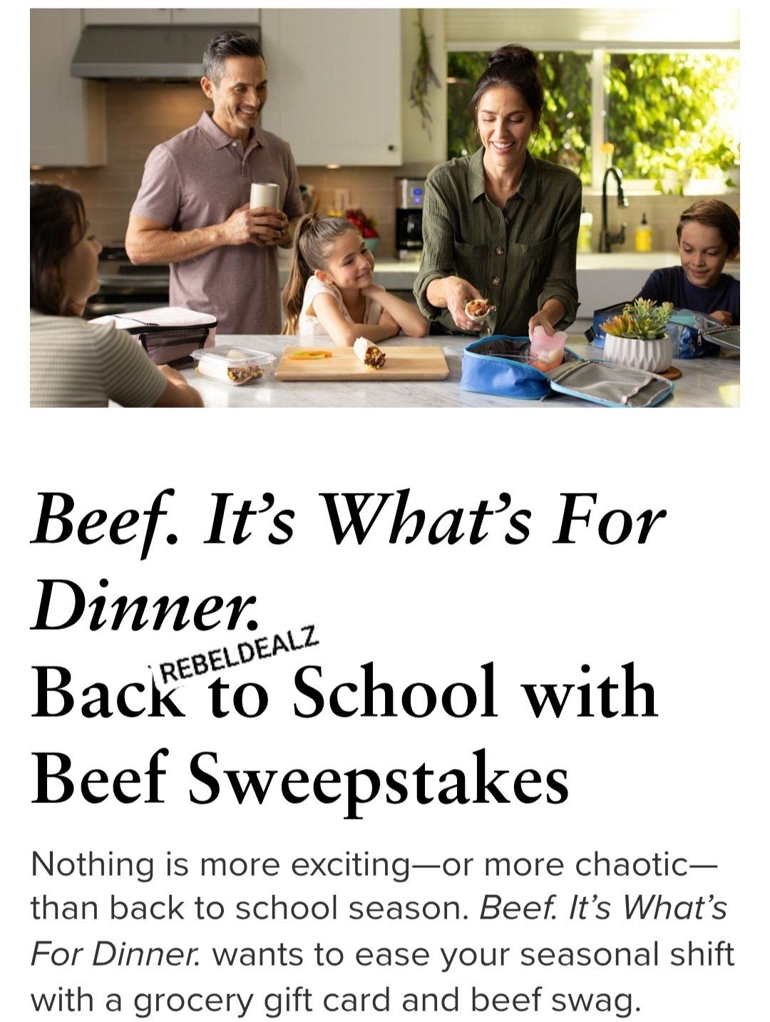 Beef. It's What's For Dinner Back to School Sweepstakes