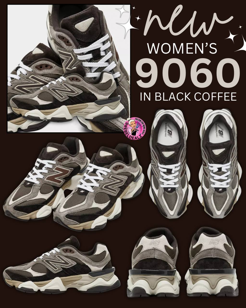 New Colorway on Women's 9060 in Black and Coffee