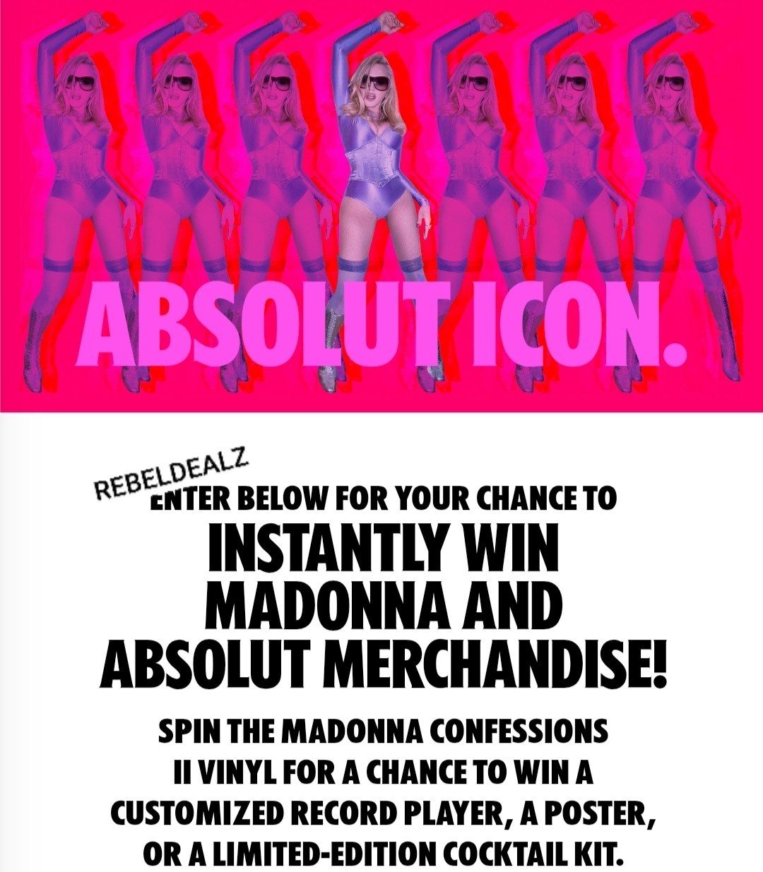 Absolut Vodka 'Madonna' Instant Win Game