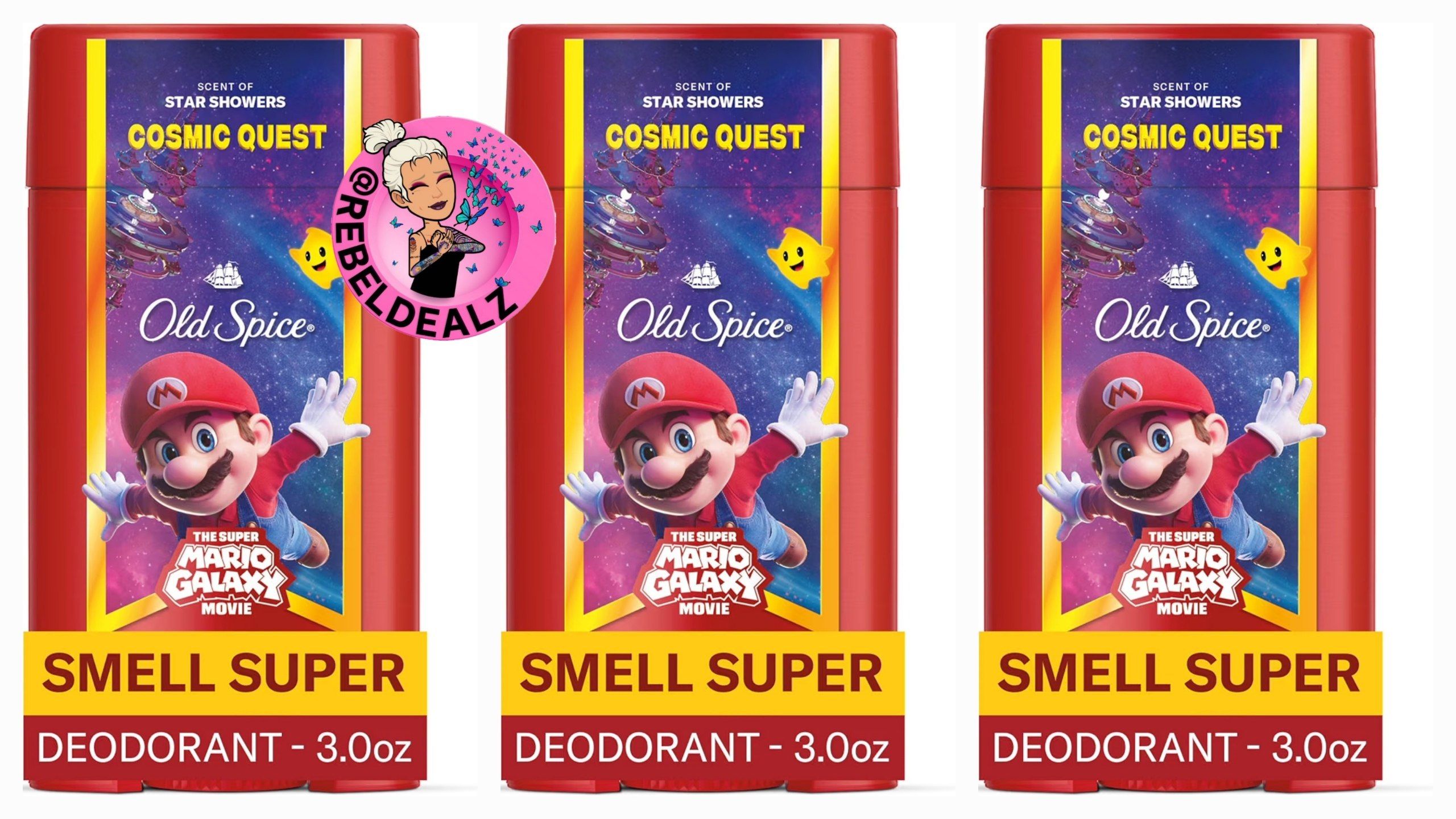 Old Spice Aluminum Free Deodorant Men's 3-Pack Super Mario Galaxy Scent