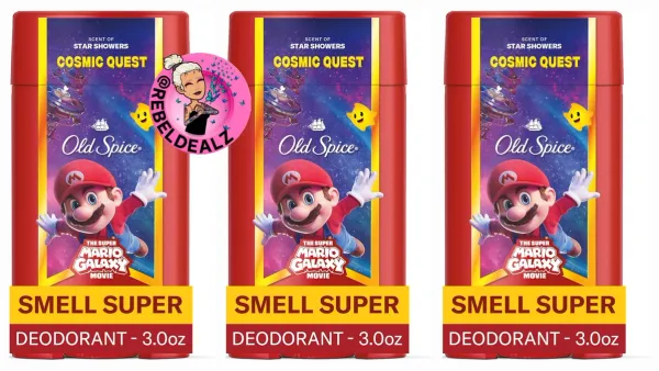 Old Spice Aluminum Free Deodorant Men's 3-Pack Super Mario Galaxy Scent