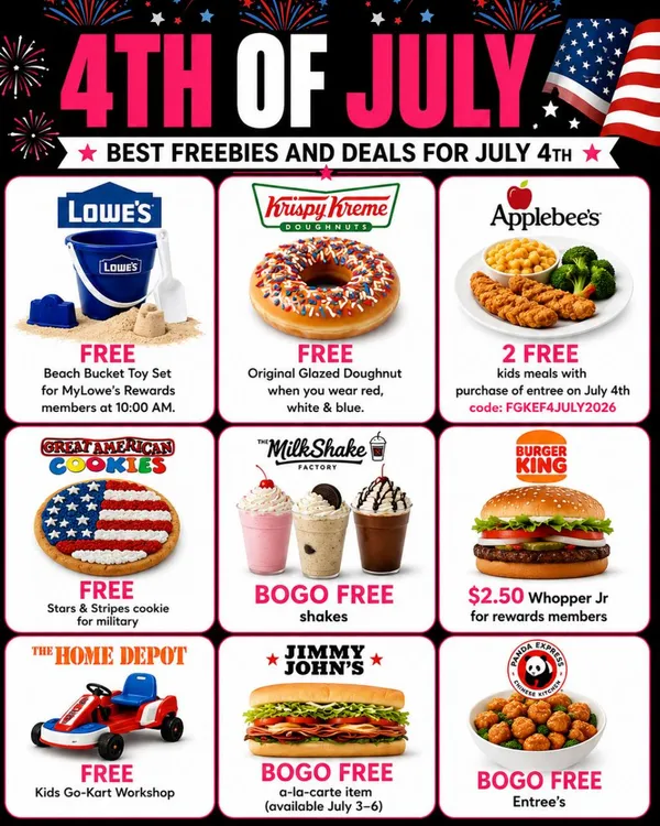 🇺🇸 4th of July Freebies & Deals You Don’t Want to Miss!