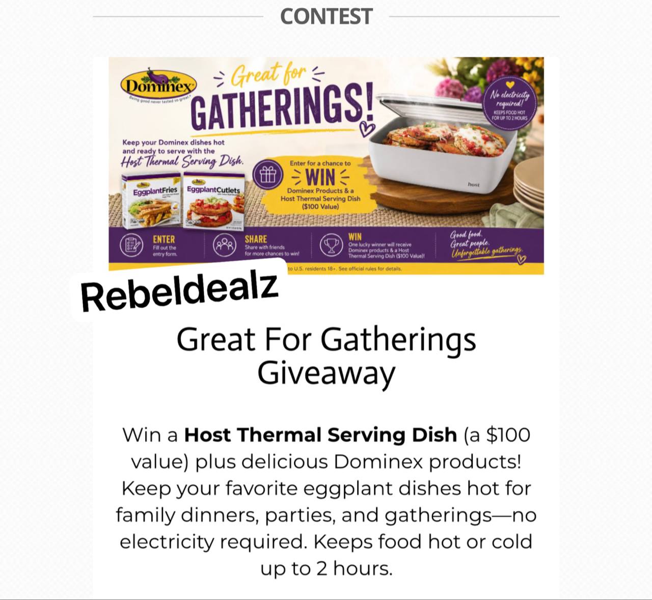 Enter to Win a Thermal Serving Dish from Dominex