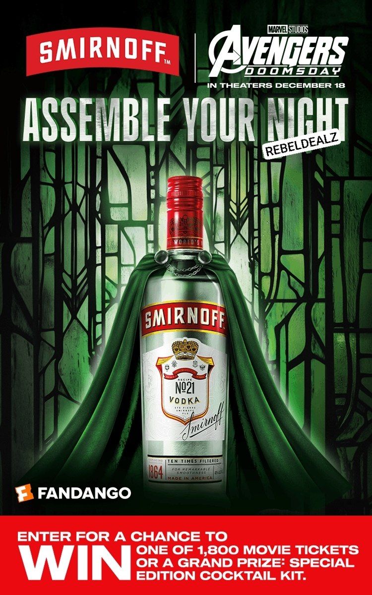 Smirnoff Assemble Your Night Sweepstakes: Movie Tickets and Cocktail Kits