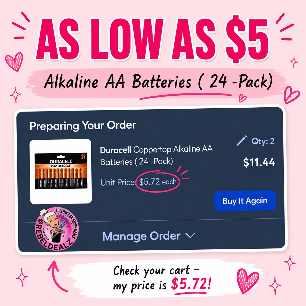 Duracell AA Batteries As Low As $5