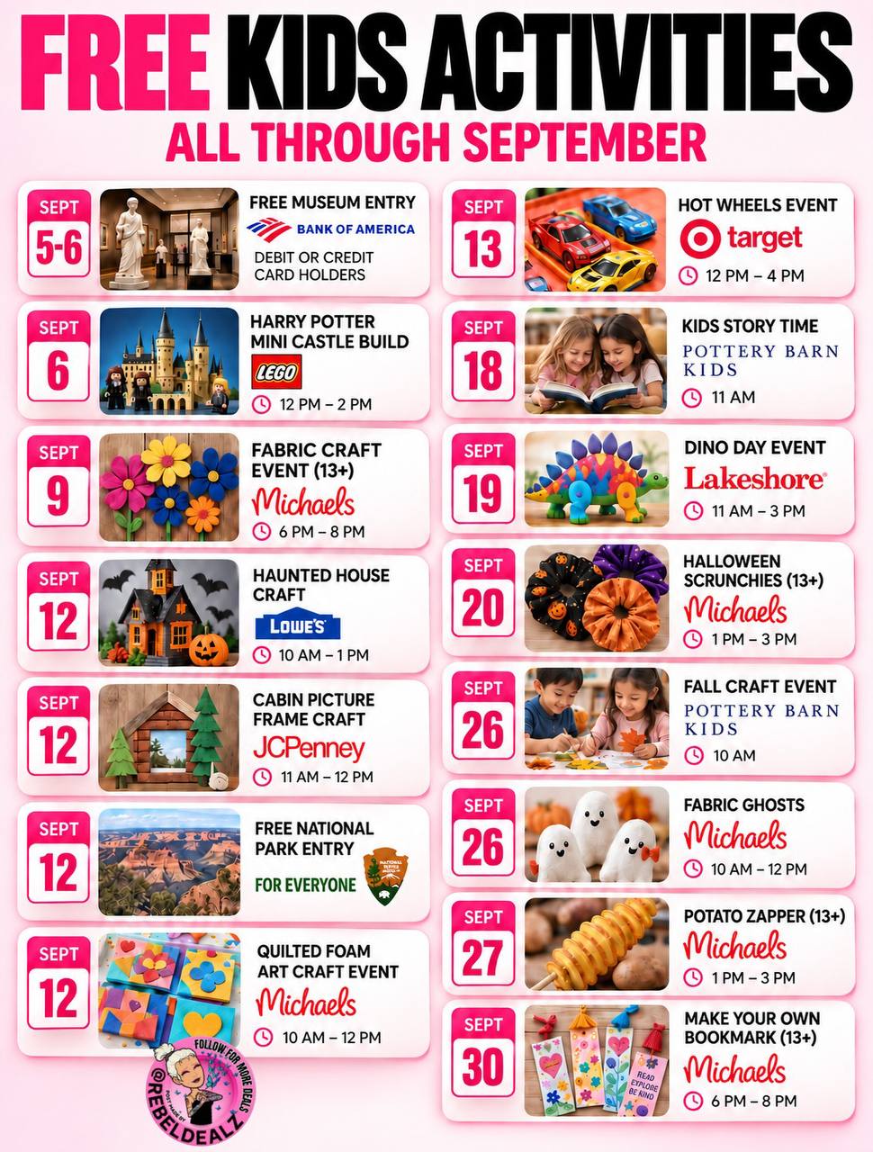 Free Kids Activities Happening Throughout September