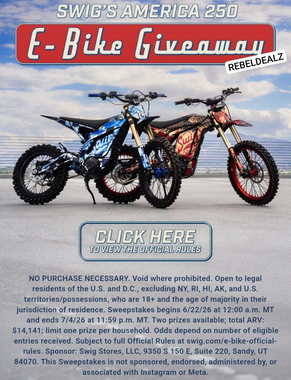 Swig Electric Motorcycle Sweepstakes - Win One of Two Prizes