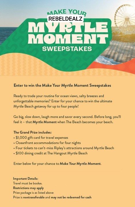 Enter iHeartRadio 'Make Your Myrtle Moment' Sweepstakes