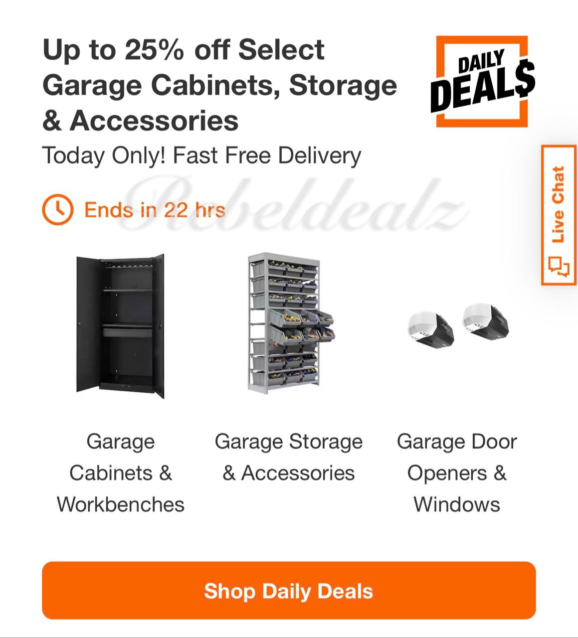 Home Depot Daily Deal: Up to 25% off Garage Cabinets, Storage & Accessories