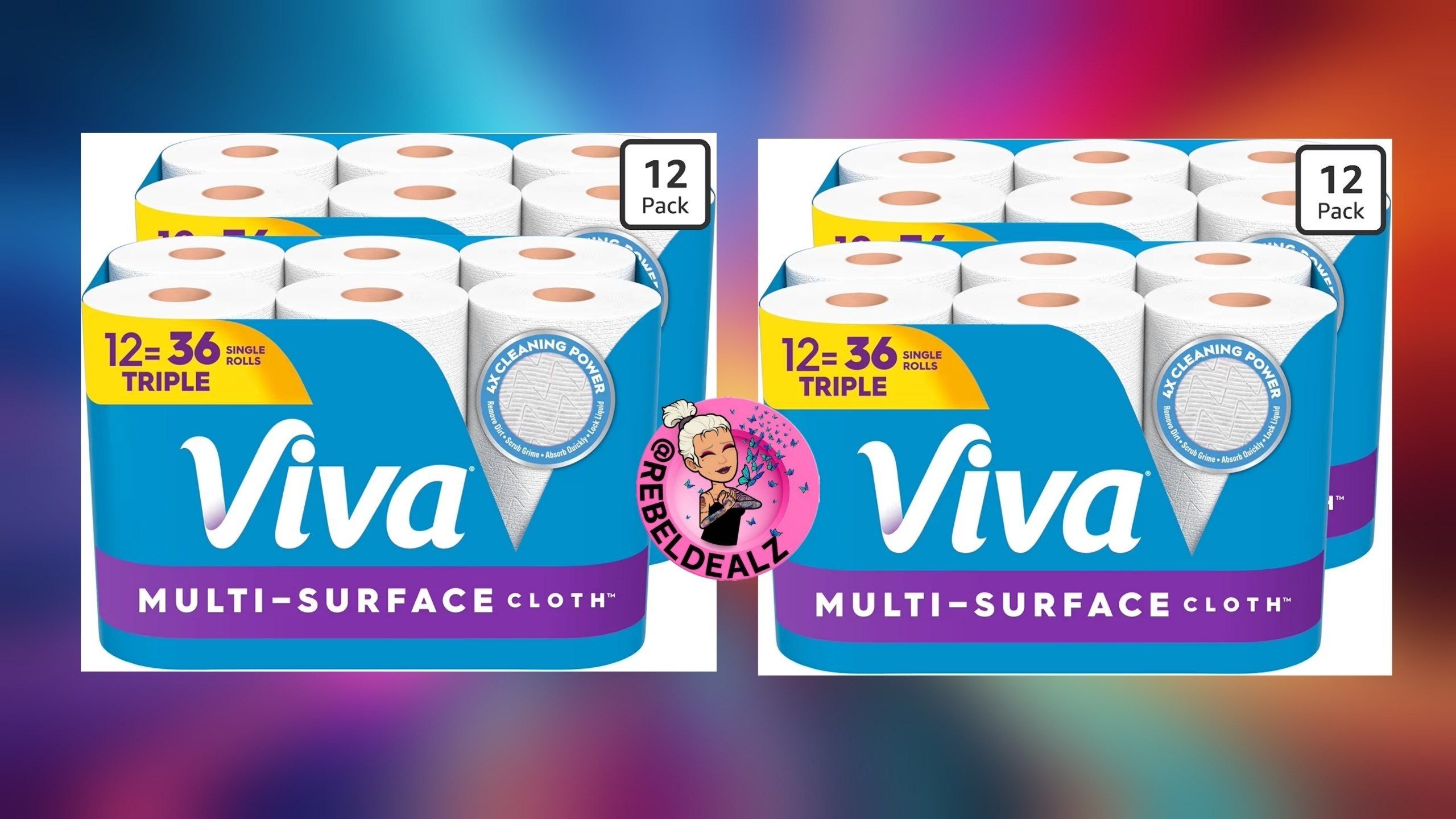 Viva Multi-Surface Cloth Paper Towels 12 Triple Rolls on Sale