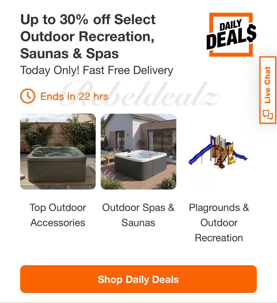 Home Depot Daily Deals: Up to 30% Off Outdoor Recreation, Saunas & Spas