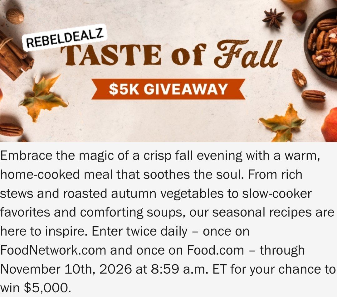 Food Network Taste of Fall Sweepstakes: Win $5,000
