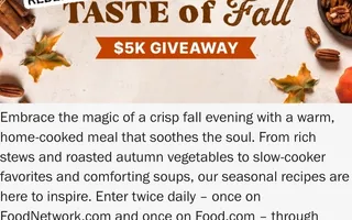 Food Network Taste of Fall Sweepstakes: Win $5,000