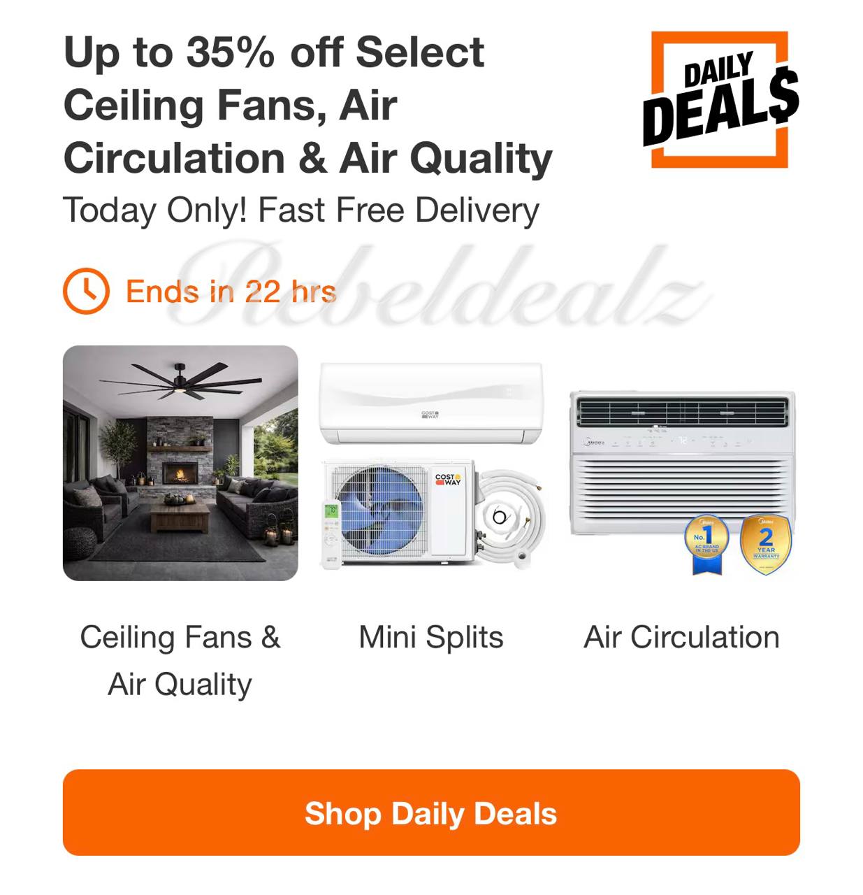 Up to 35% Off Select Ceiling Fans and Air Quality Products at Home Depot