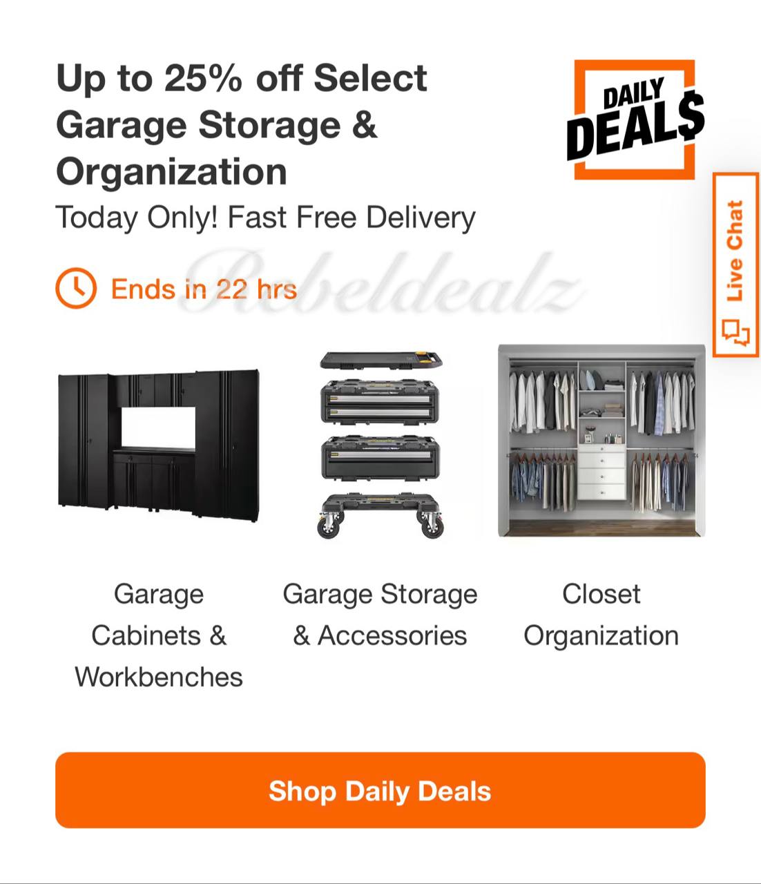 Home Depot Daily Deal: Up to 25% off Select Garage Storage & Organization