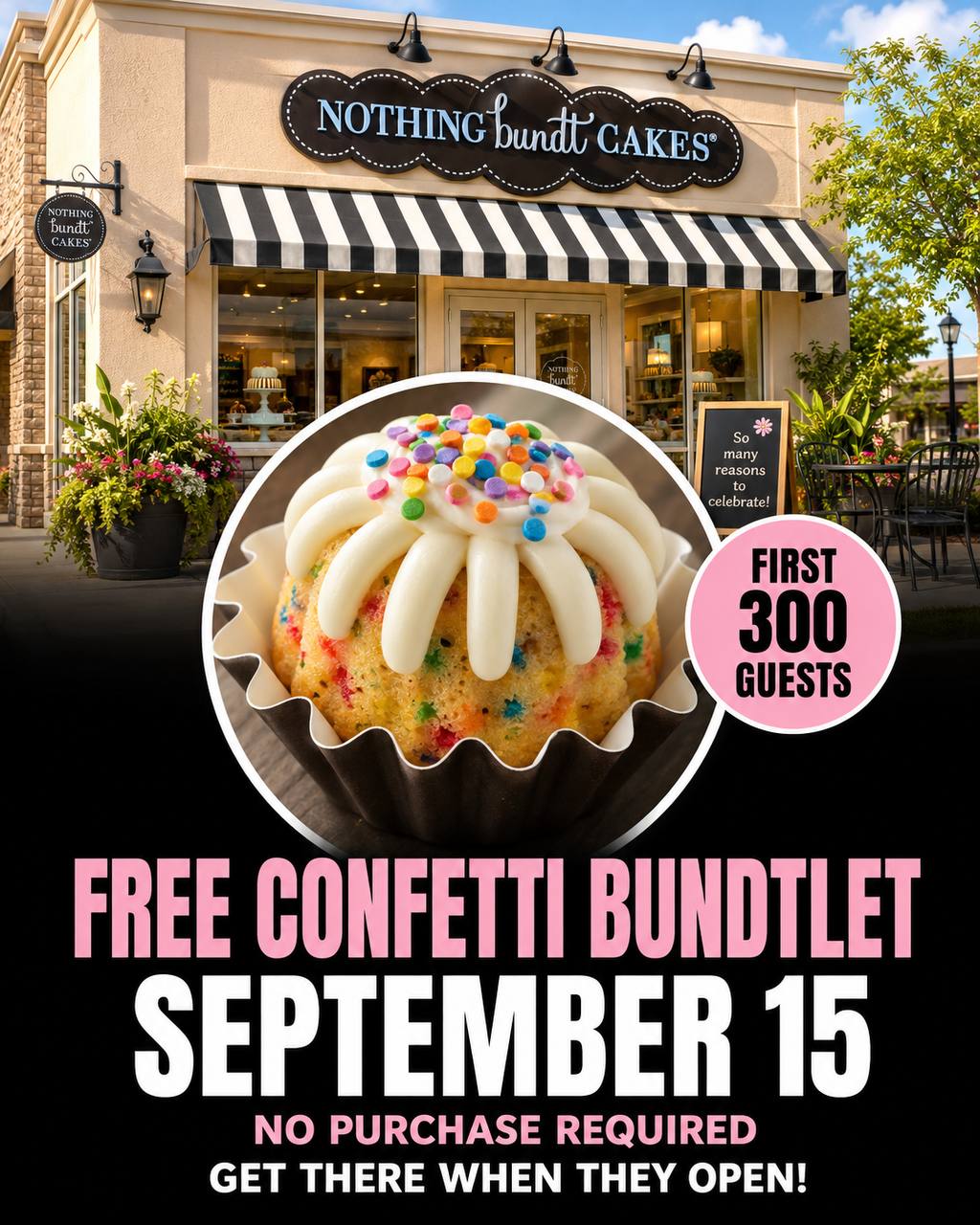Free Confetti Bundtlet at Nothing Bundt Cakes on September 15