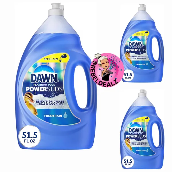 Dawn Platinum Plus PowerSuds Liquid Dish Soap 51.5 oz Refill on Sale