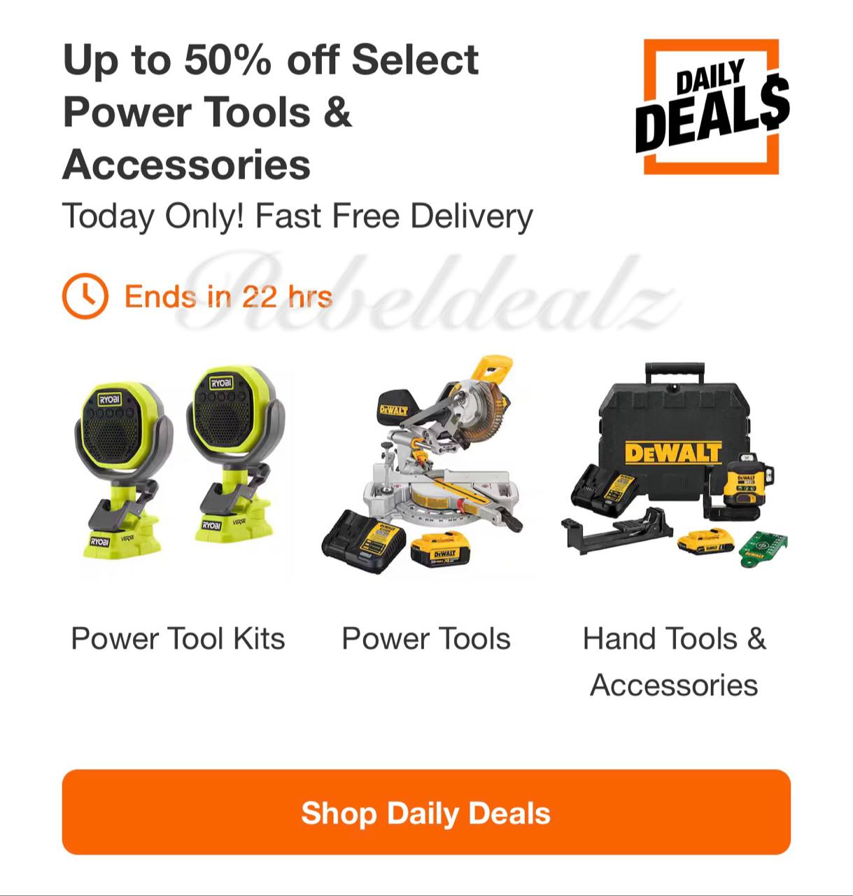 Home Depot Daily Deal: Up to 50% Off Select Power Tools & Accessories