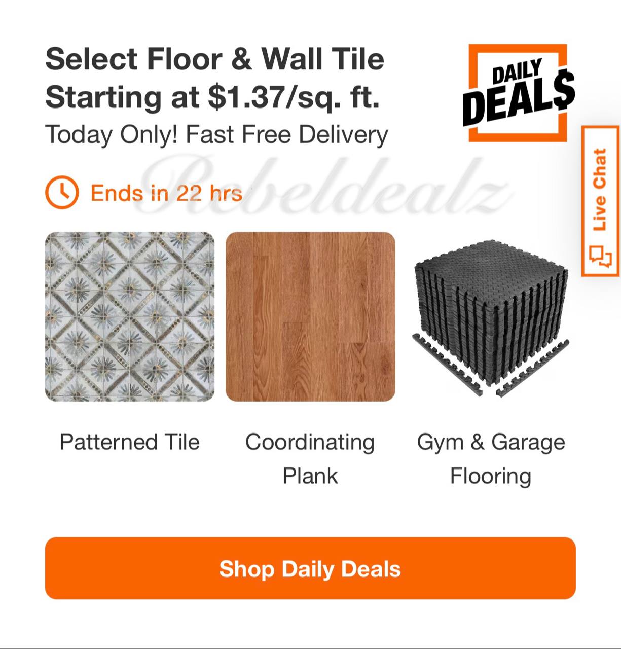 Home Depot Daily Deal: Select Floor & Wall Tile Starting at $1.37/sq. ft.