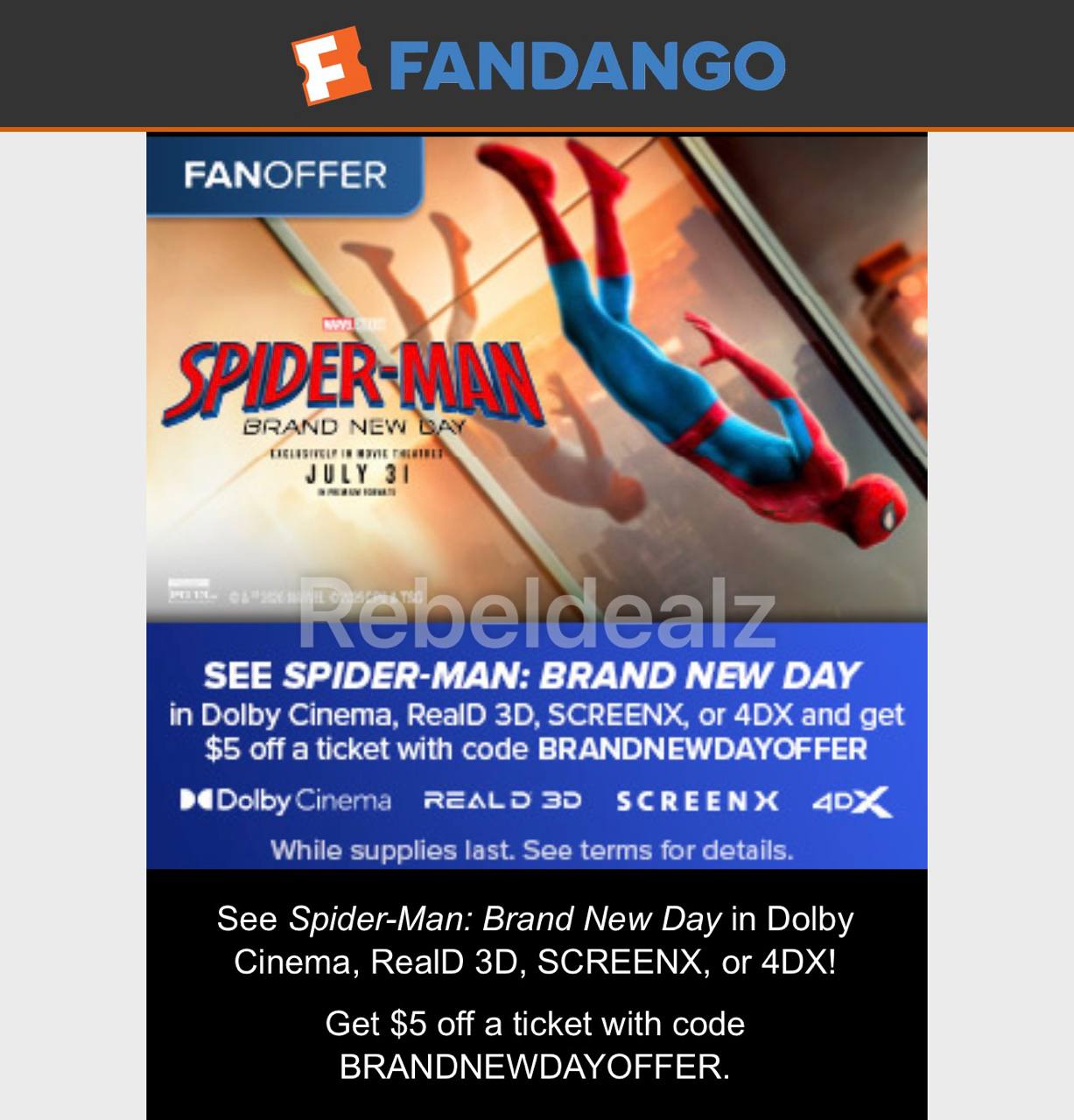 Spider-Man: Brand New Day Movie Tickets $5 Off