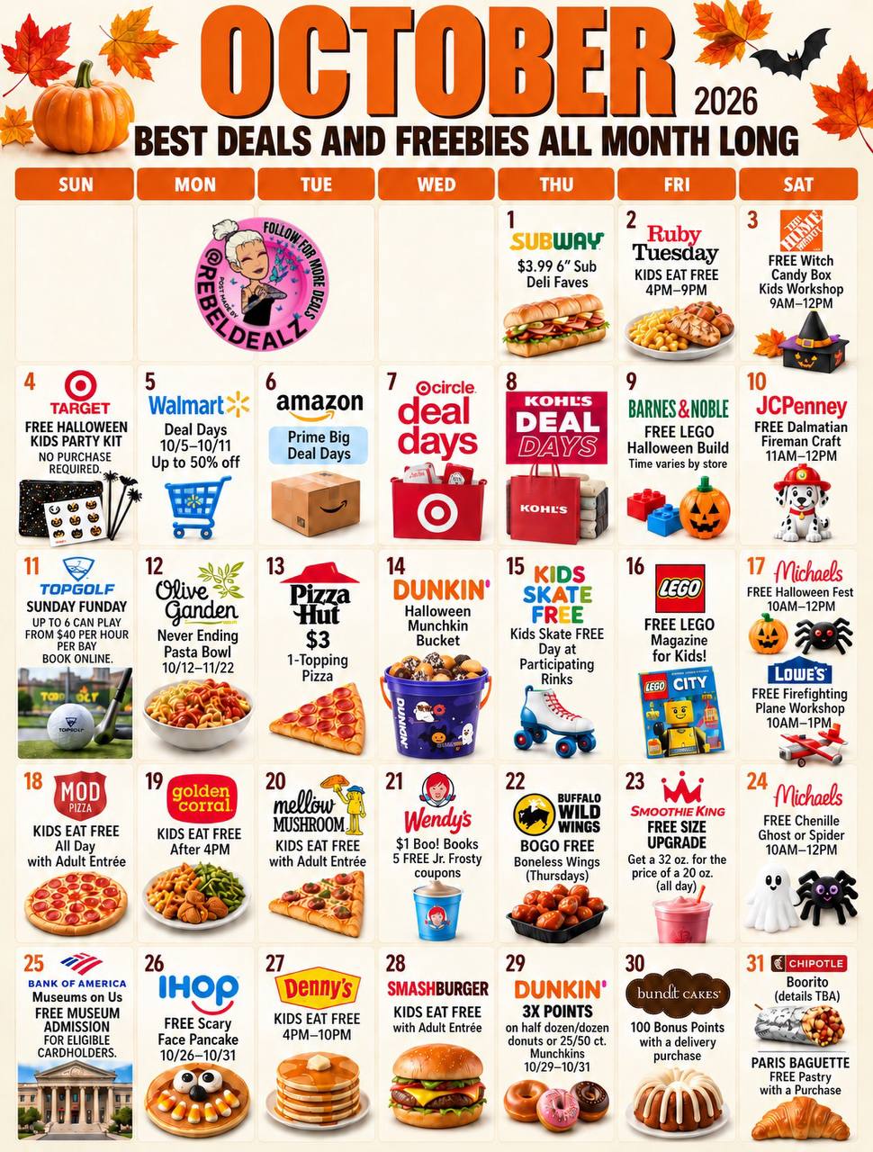 October 2026 Freebies, Deals and Family Activities