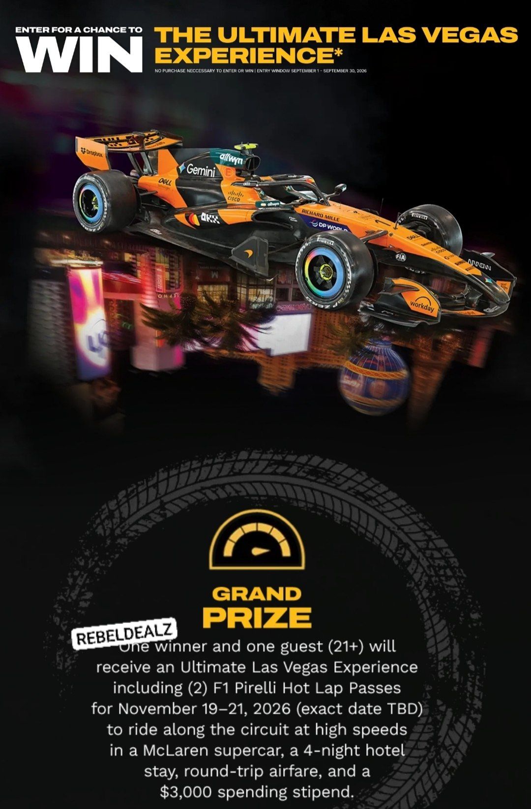 DEWALT Formula 1 Sweepstakes: Win a Las Vegas F1 Trip