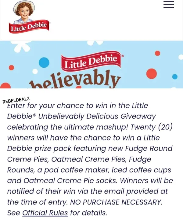 Little Debbie Unbelievably Delicious Sweepstakes - 20 Winners