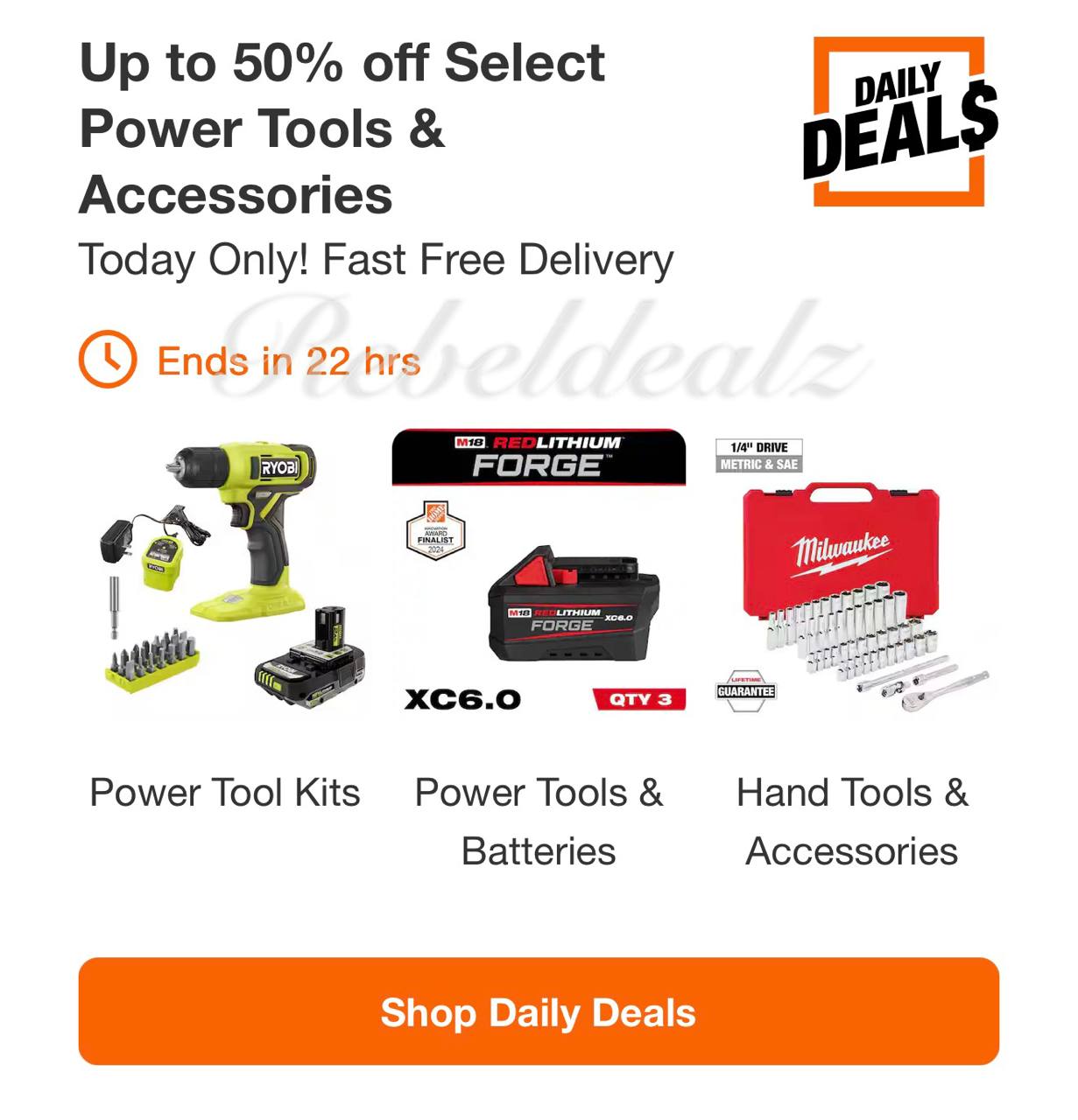 Up to 50% Off Select Power Tools & Accessories at Home Depot