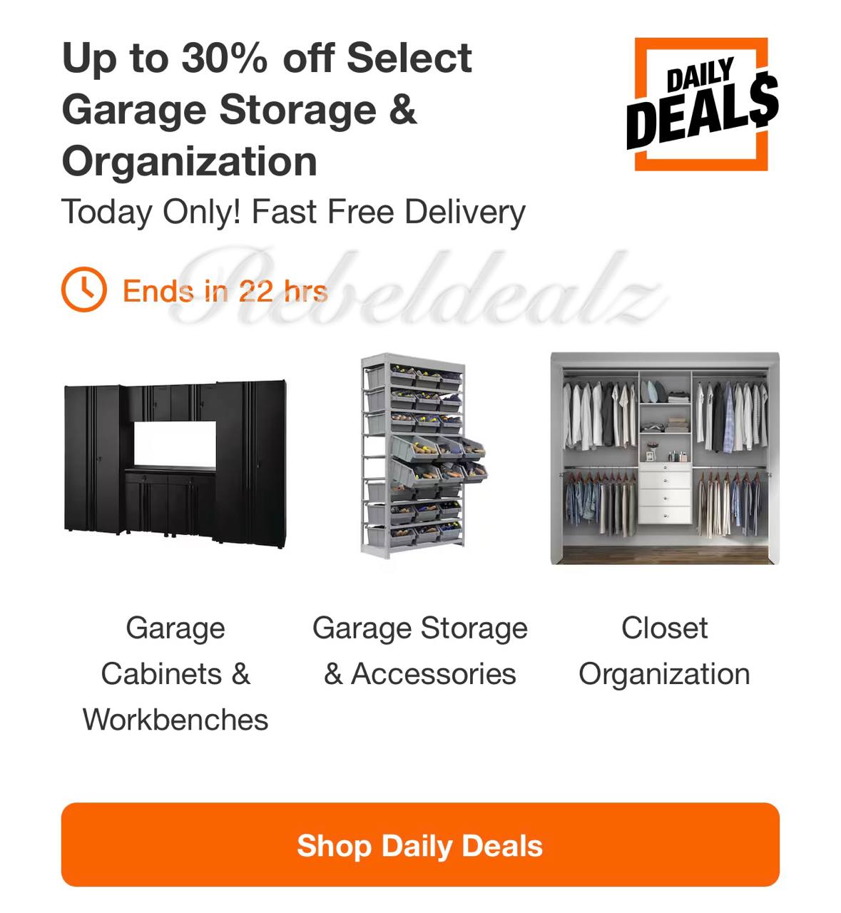 Up to 30% off select garage storage & organization at Home Depot