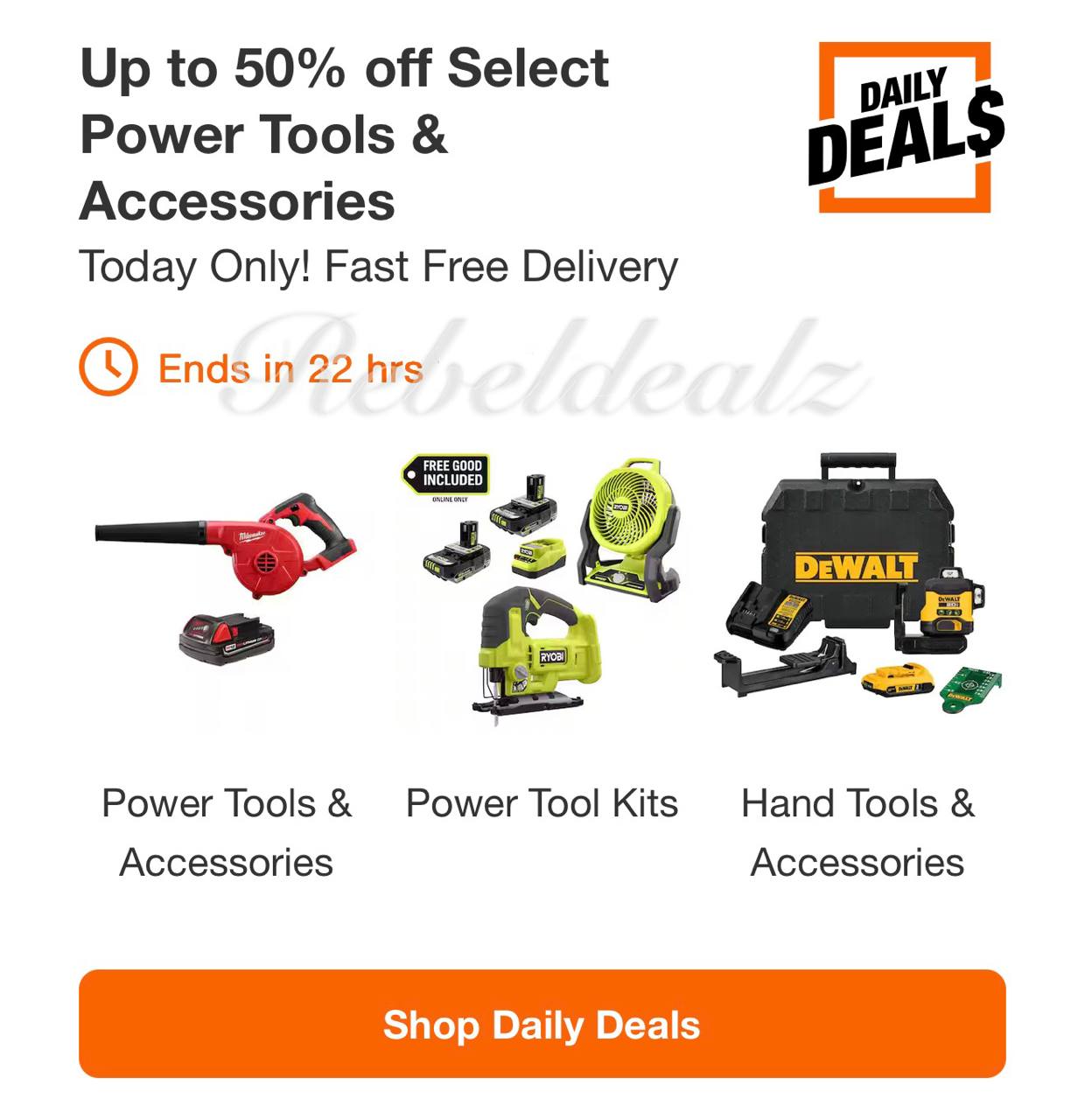Home Depot Daily Deal: Up to 50% Off Select Power Tools & Accessories