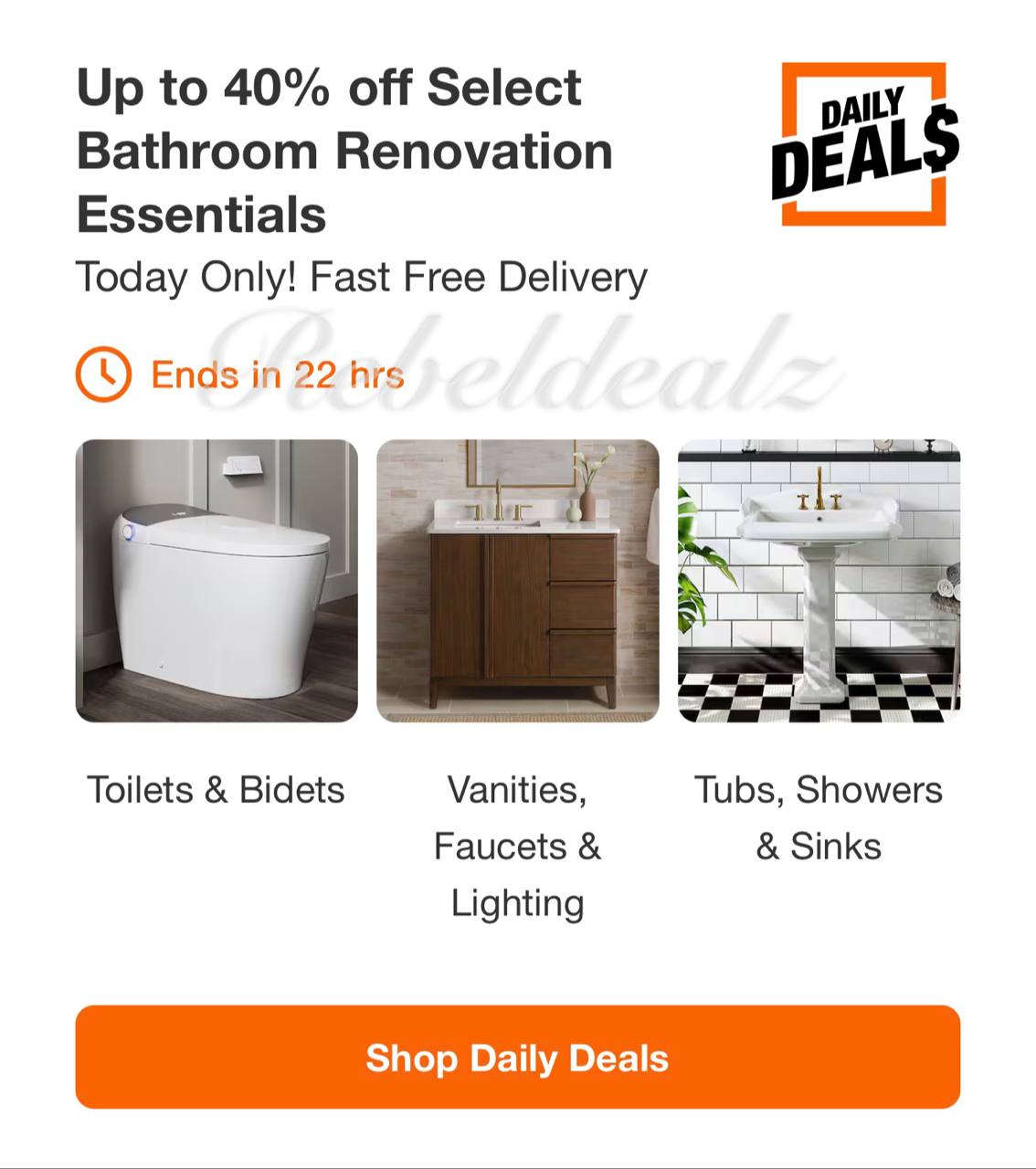 Up to 40% Off Select Bathroom Renovation Essentials at Home Depot