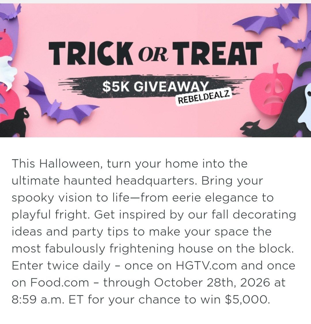 HGTV Trick or Treat Yourself Sweepstakes