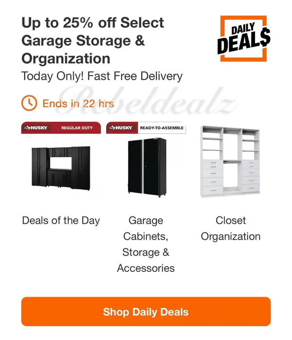 Up to 25% Off Select Garage Storage and Organization at Home Depot