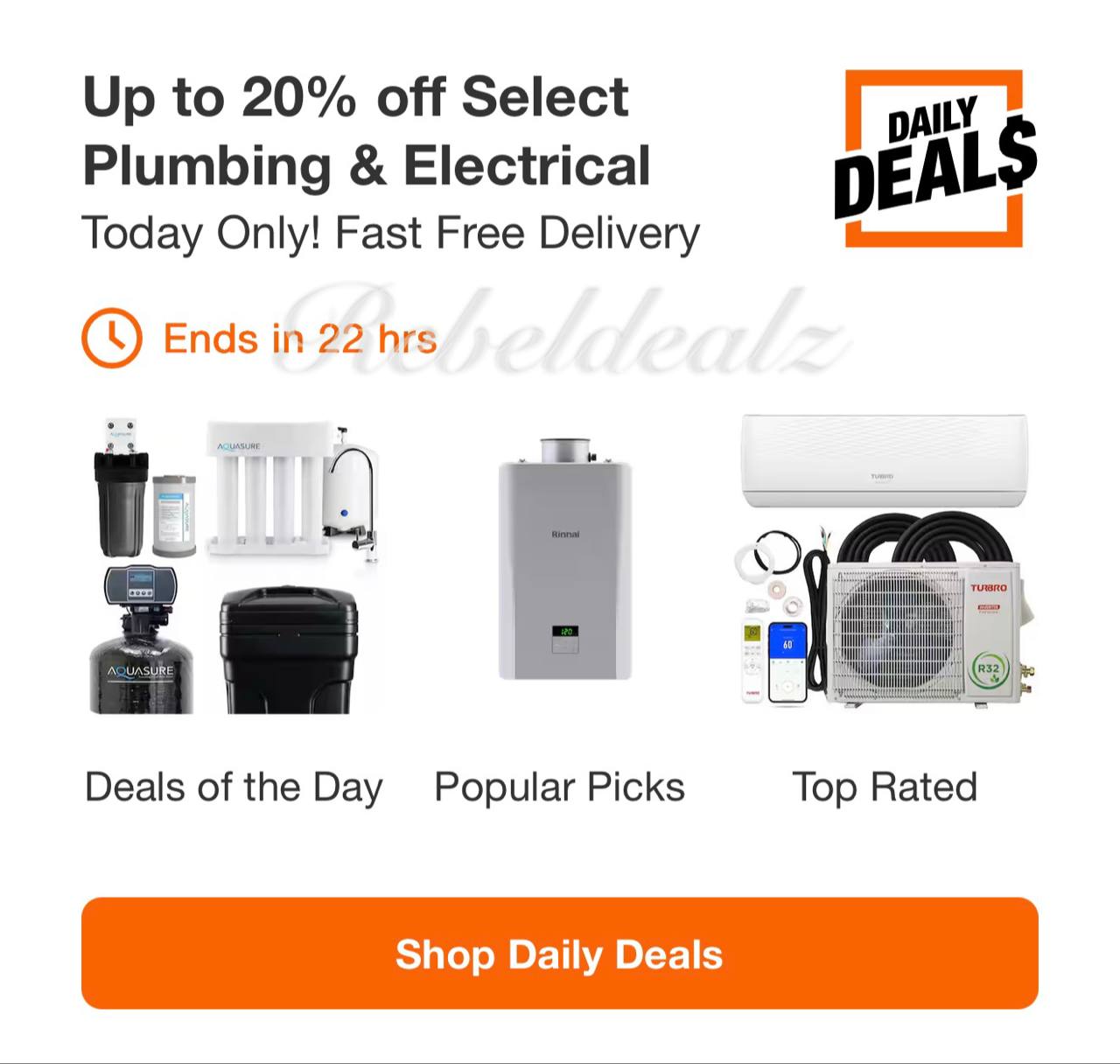Up to 20% Off Select Plumbing and Electrical at Home Depot