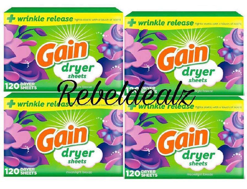 Gain Dryer Sheets Plus Wrinkle Release 120 Count Moonlight Breeze