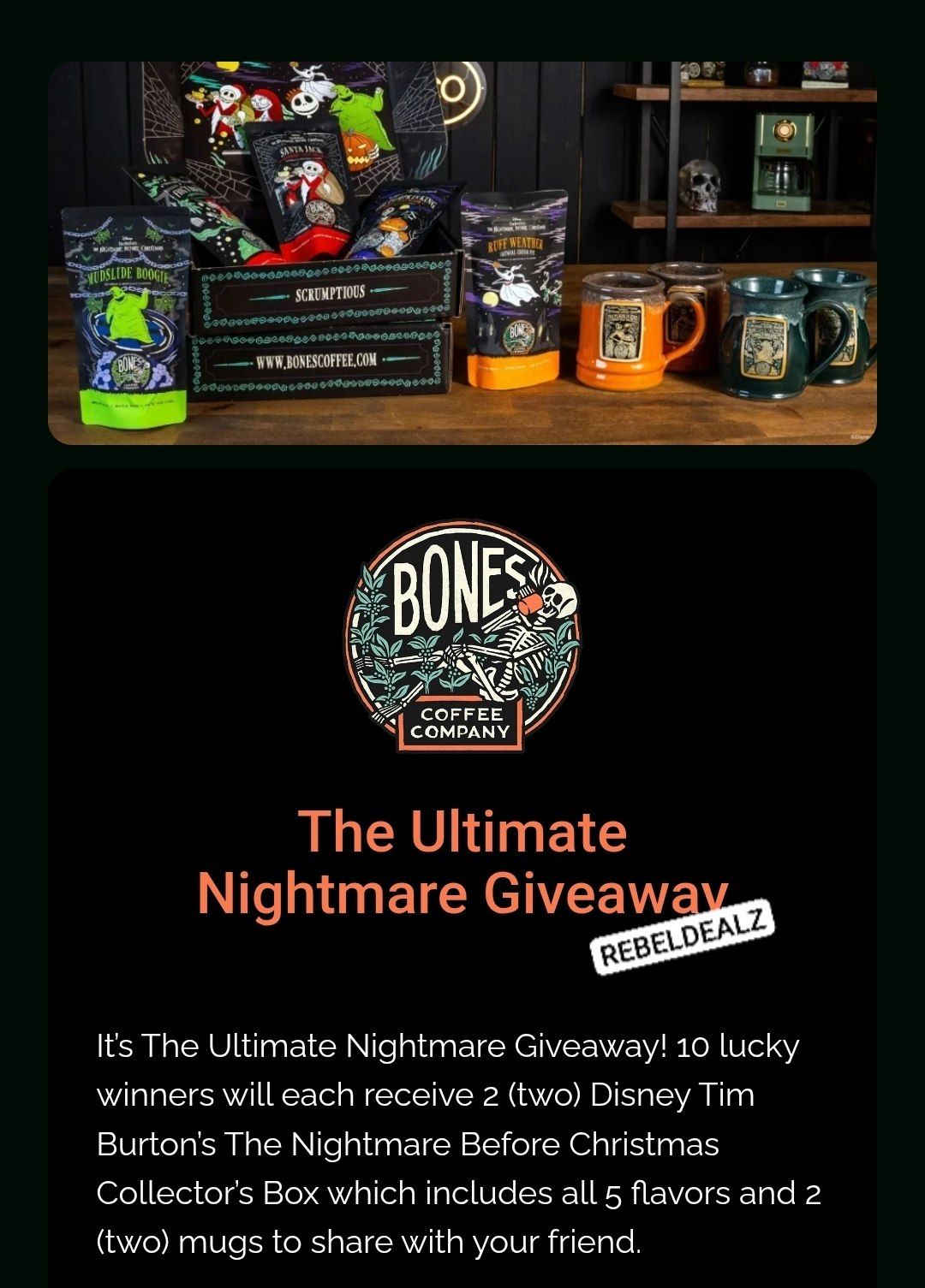 Bones Coffee Ultimate Nightmare Sweepstakes: 10 Winners