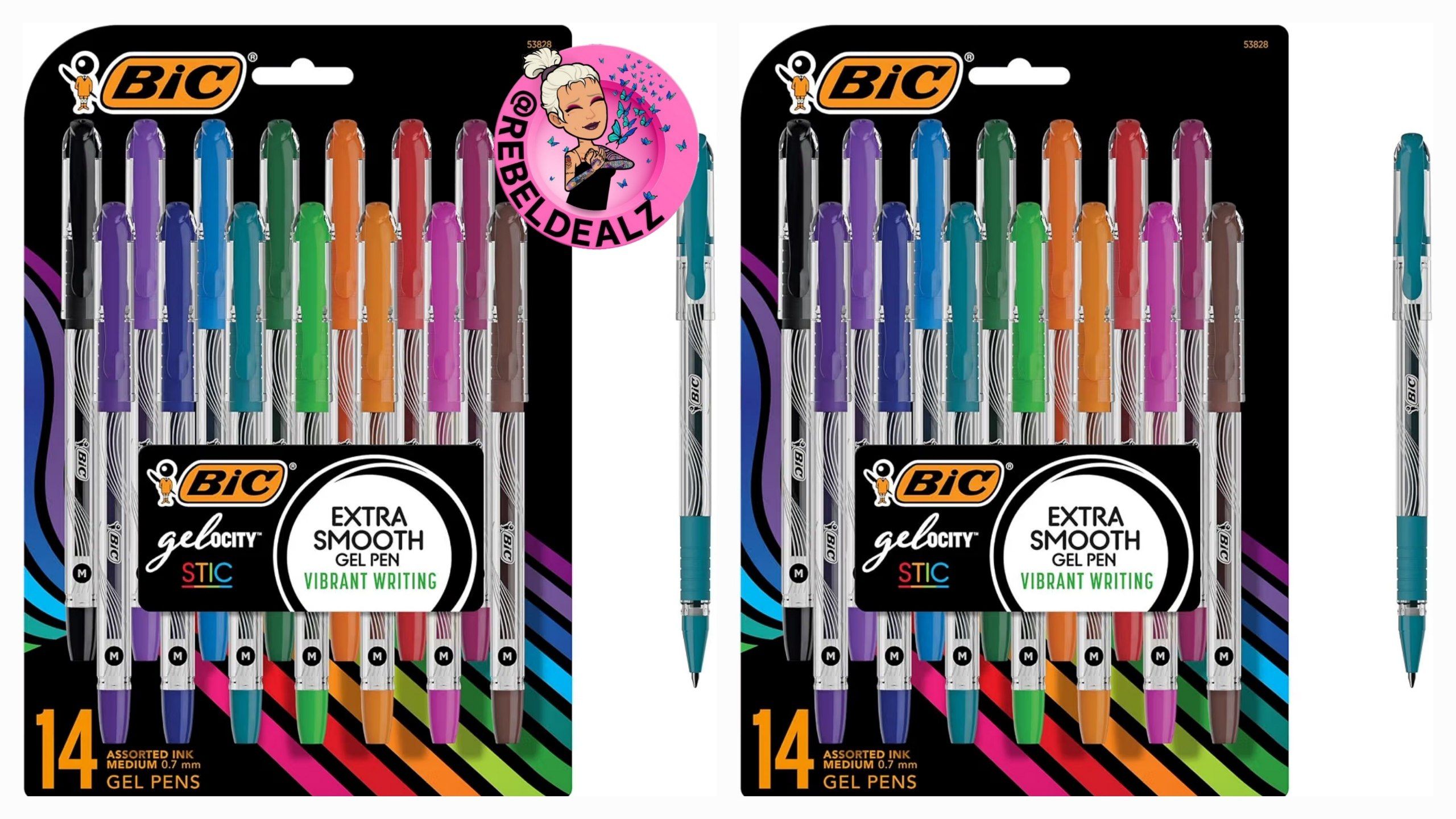 BIC Gel-ocity Smooth Stic Gel Pens 14-Count Medium Point