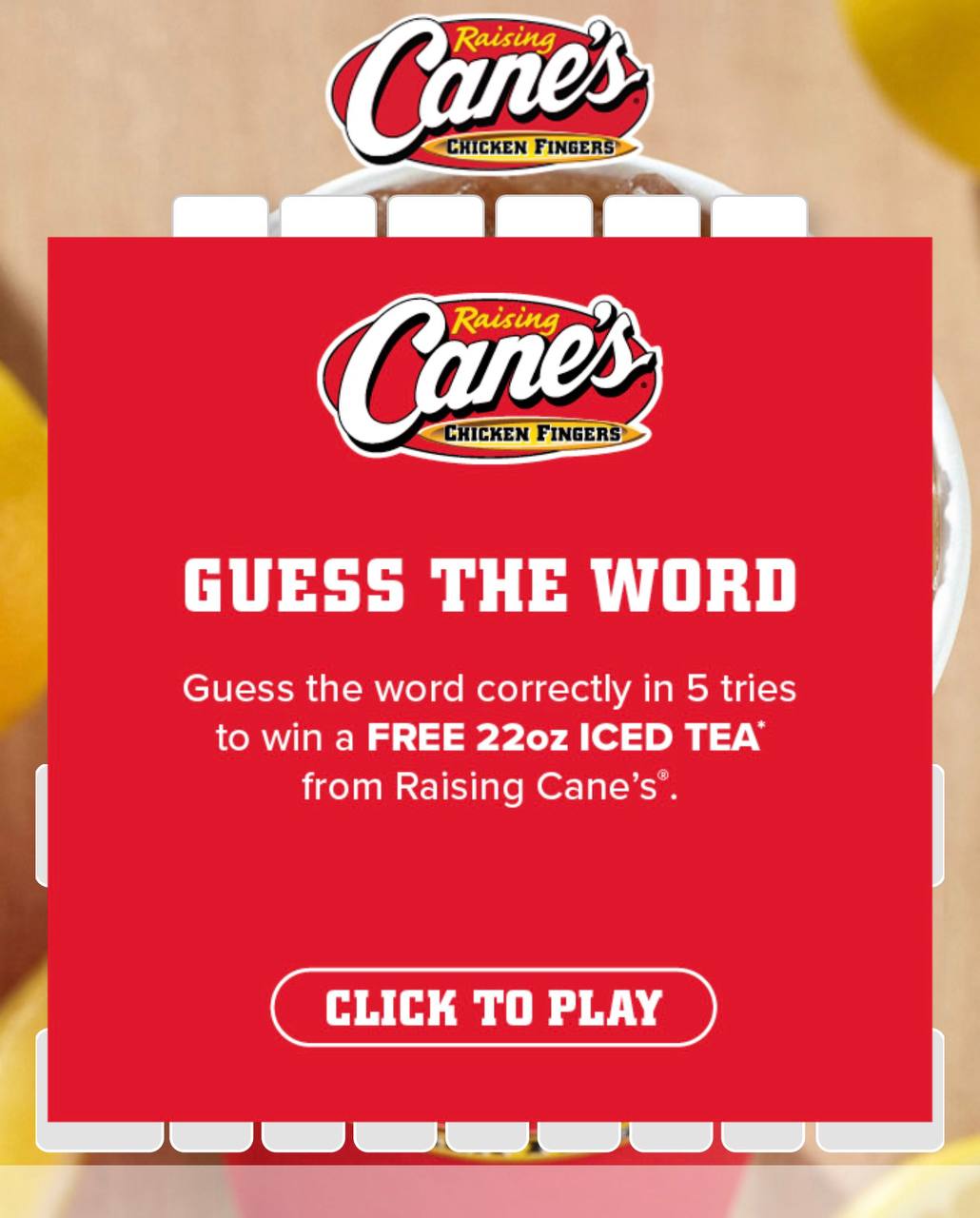 Get Free Iced Tea at Raising Canes