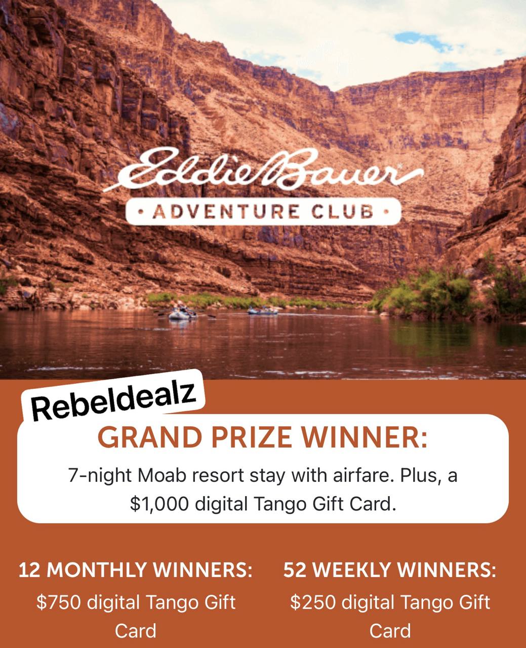 Enter to Win $250 Tango Gift Card in the Eddie Bauer Giveaway