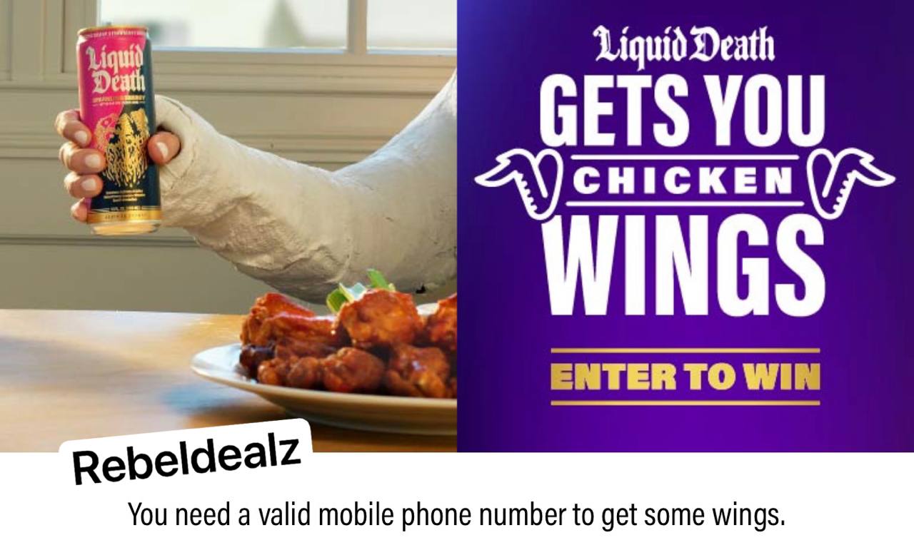 Liquid Death Gets You Chicken Wings Sweepstakes