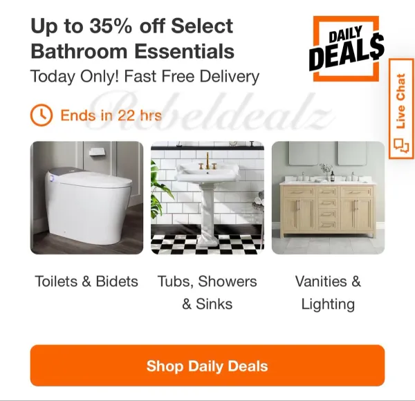 Home Depot Daily Deal: Up to 35% off Bathroom Essentials